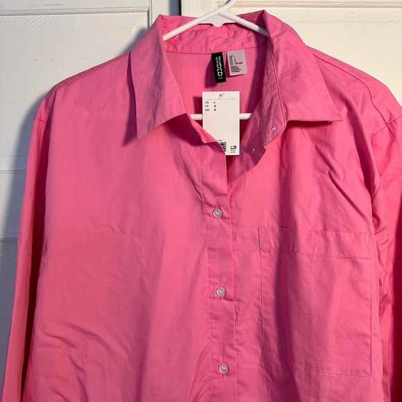 NWT Women’s H&M pink button down size L - Picture 3 of 5